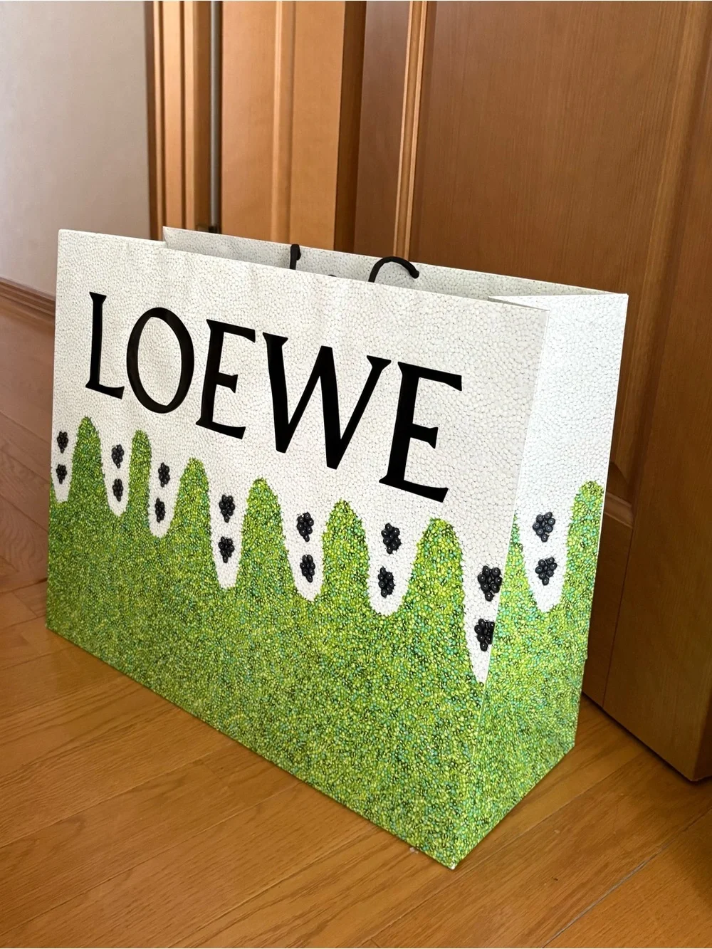 Loewe White and Green Graphic Logo Shopping Bag